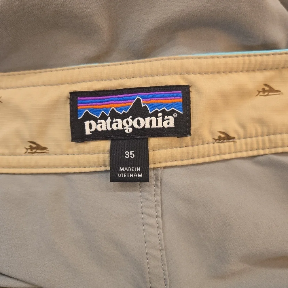 Patagonia Mens Outdoor Activewear Swim Trunks Blue Gray Size 35